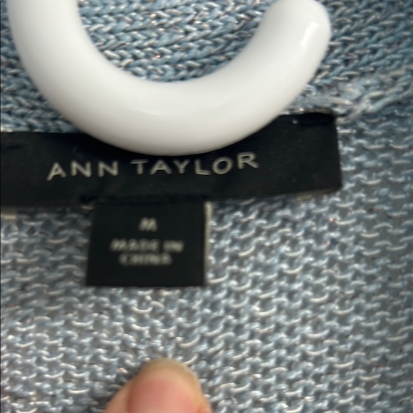 Ann Taylor Blue-Gray Cardigan Sweater with Metallic Sparkle Threads. EUC - Picture 2 of 7